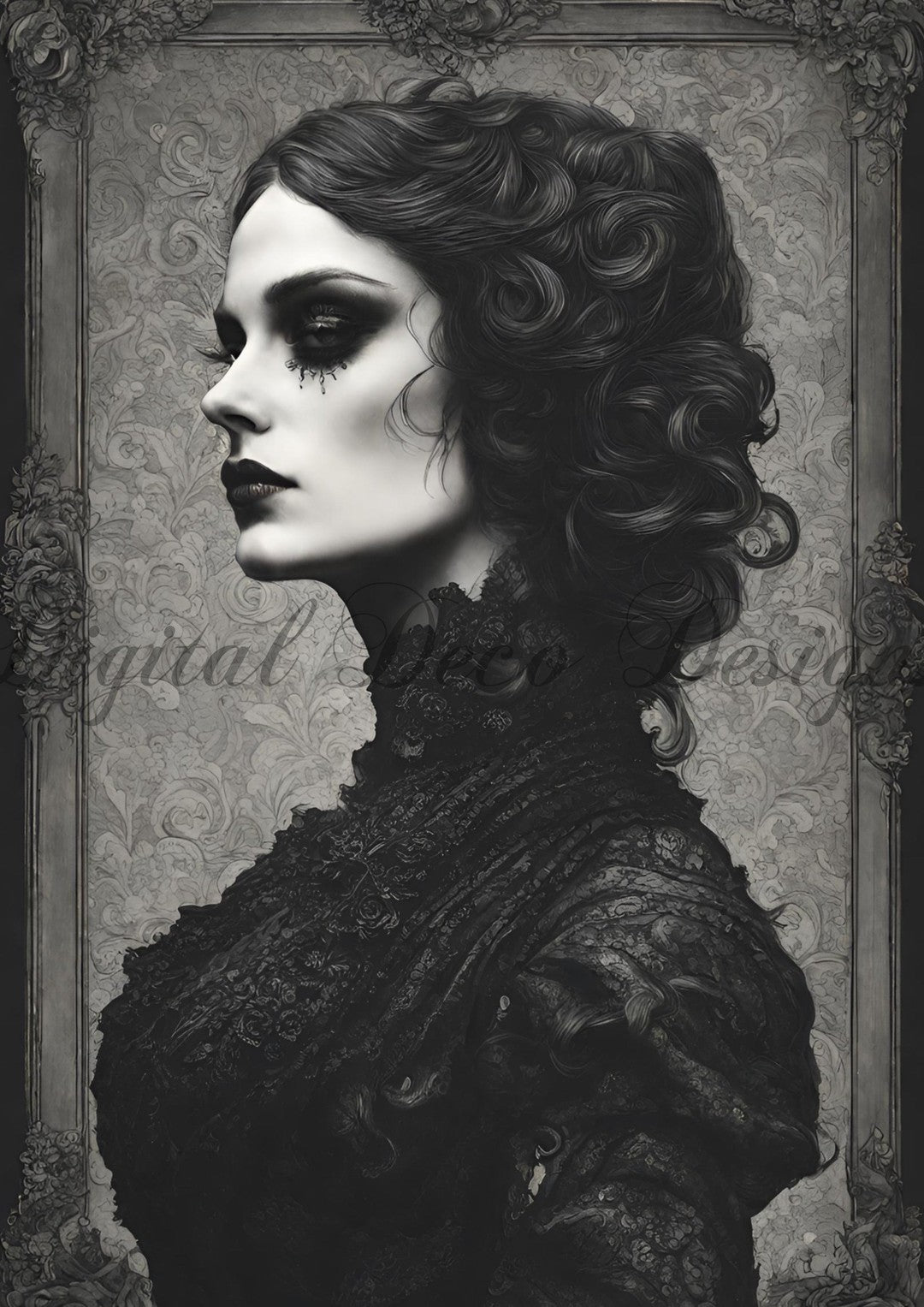 Hello Halloween Goth Woman 1 (#I017)-Digital Deco Designs