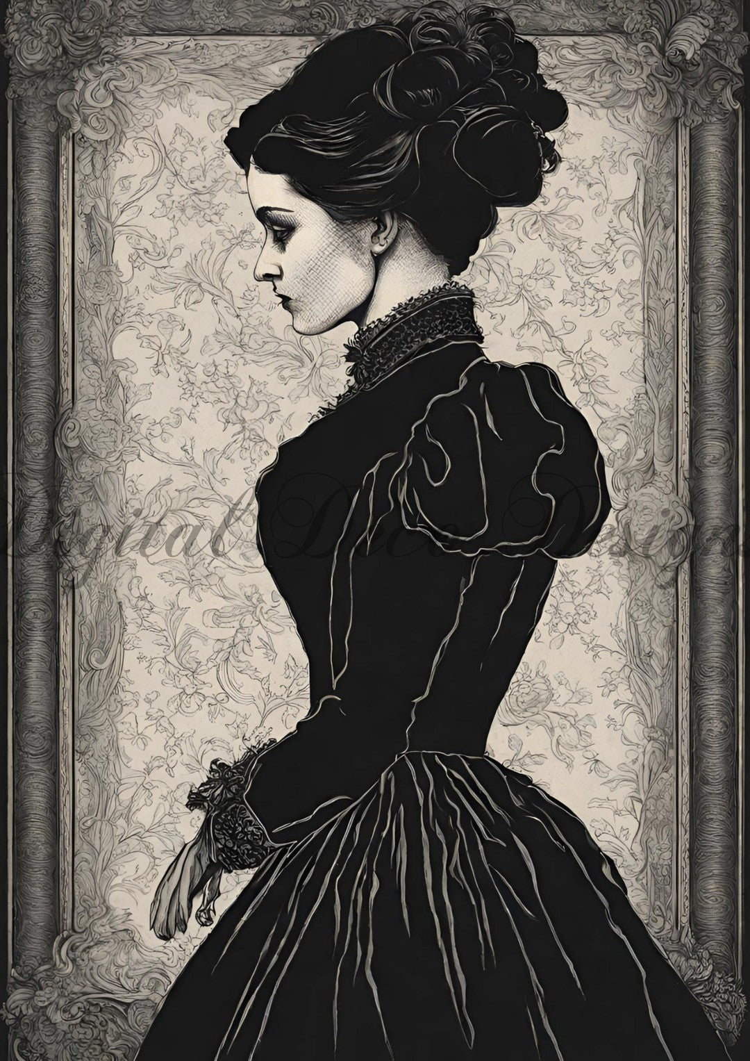 Hello Halloween Goth Woman 2 (#I018)-Digital Deco Designs