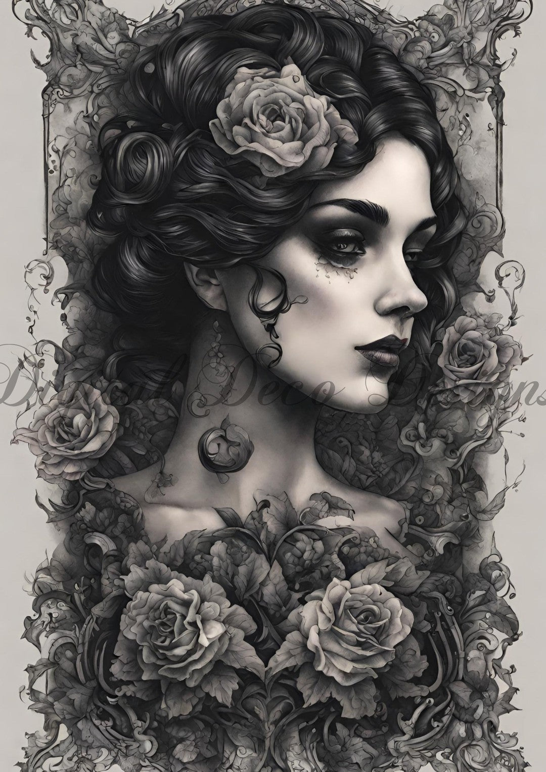 Hello Halloween Goth Woman 3 (#I062)-Digital Deco Designs