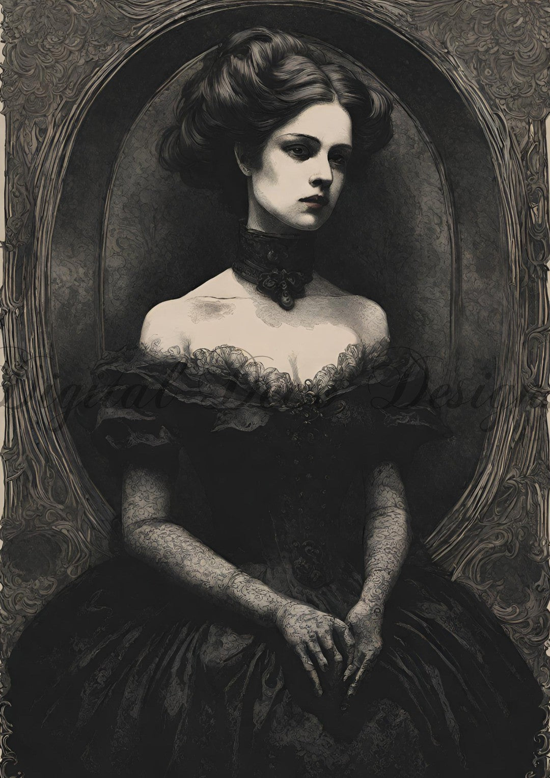 Hello Halloween Goth Woman 4 (#I019)-Digital Deco Designs