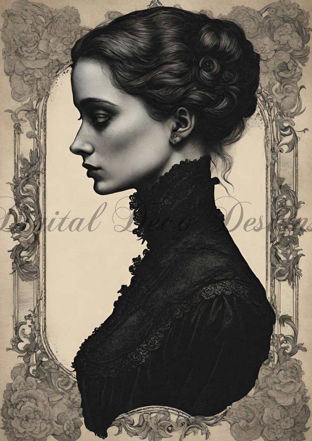 Hello Halloween Goth Woman 5 (#I020)-Digital Deco Designs