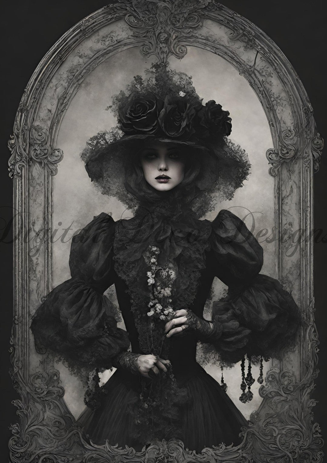 Hello Halloween Goth Woman 6 (#I021)-Digital Deco Designs