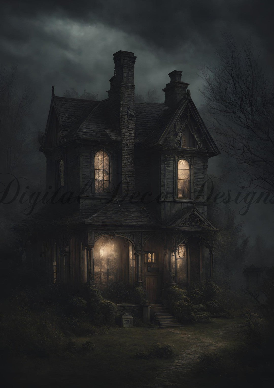 Hello Halloween Haunted House 1 (#I022)-Digital Deco Designs