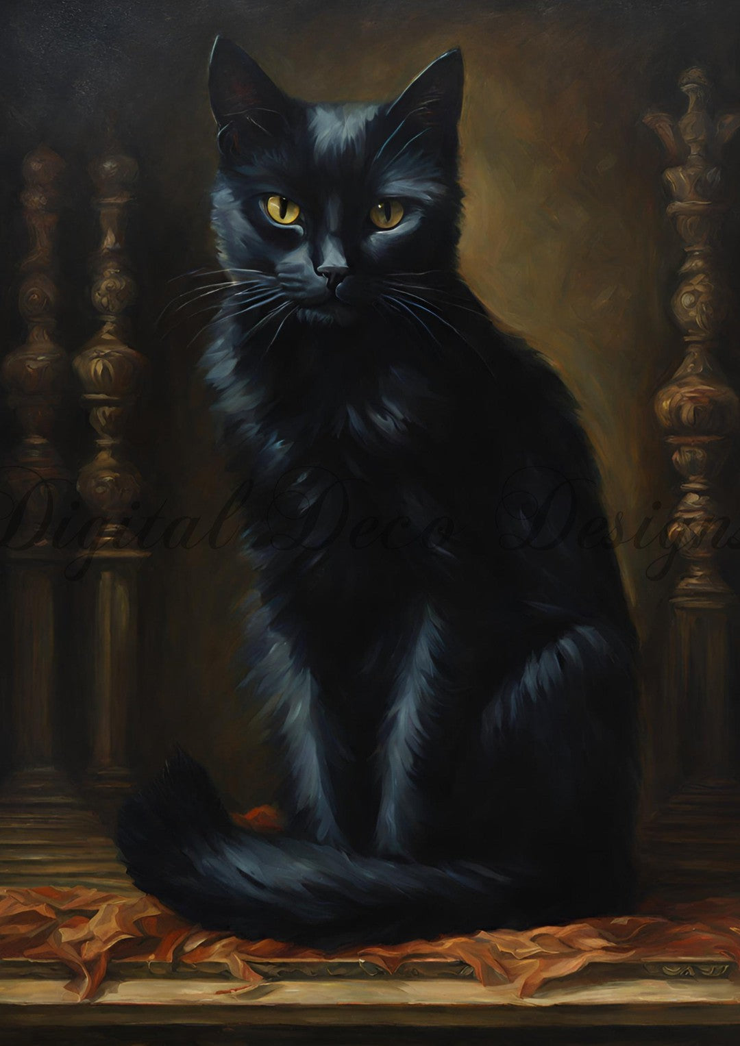 Hello Halloween Library Cat 3 (#I036)-Digital Deco Designs