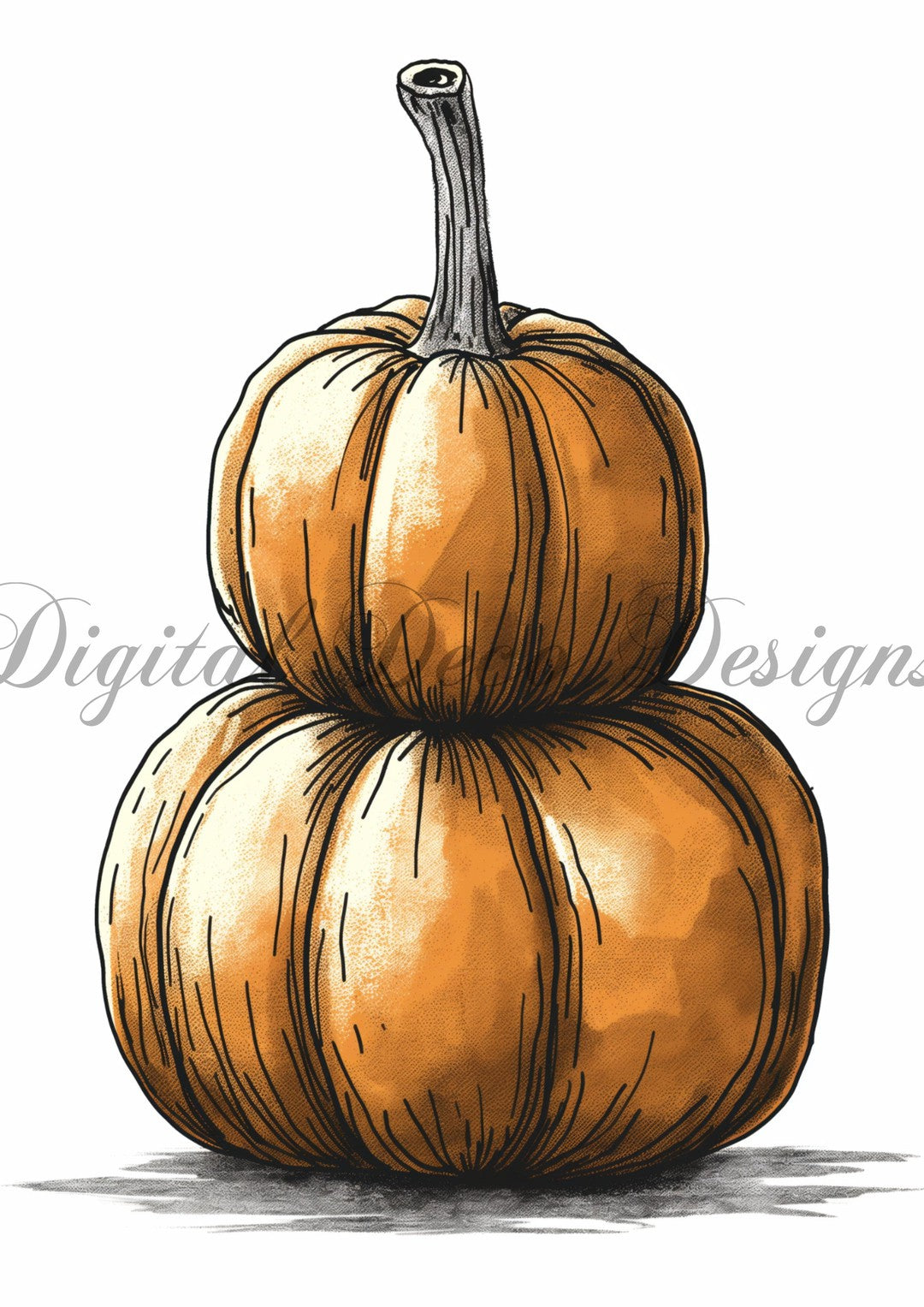 Hello Halloween Orange Pumpkin Stack (#I056)-Digital Deco Designs