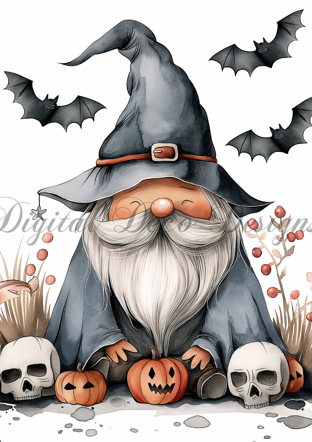 Hello Halloween Silly Gnome (#I052)-Digital Deco Designs