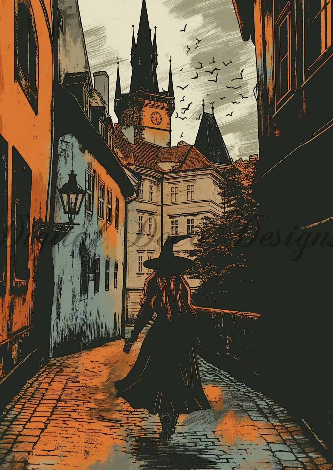 Hello Halloween Witch In The Streets (#I051)-Digital Deco Designs