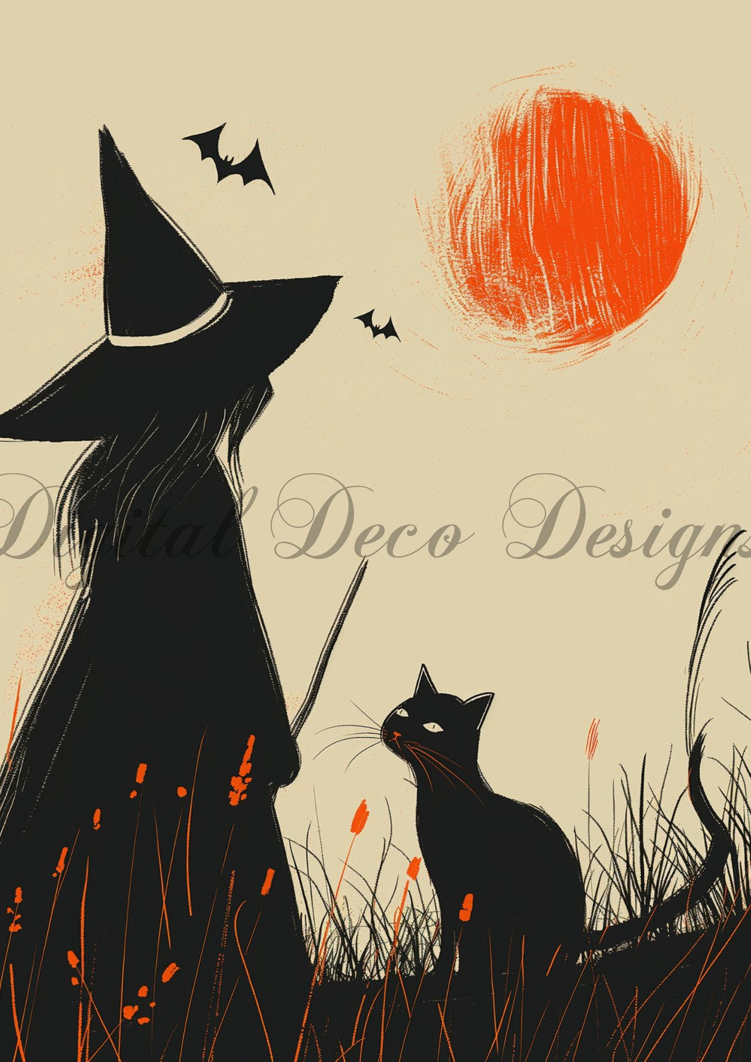 Hello Halloween Witchy Sunset (#I048)-Decoupage Paper