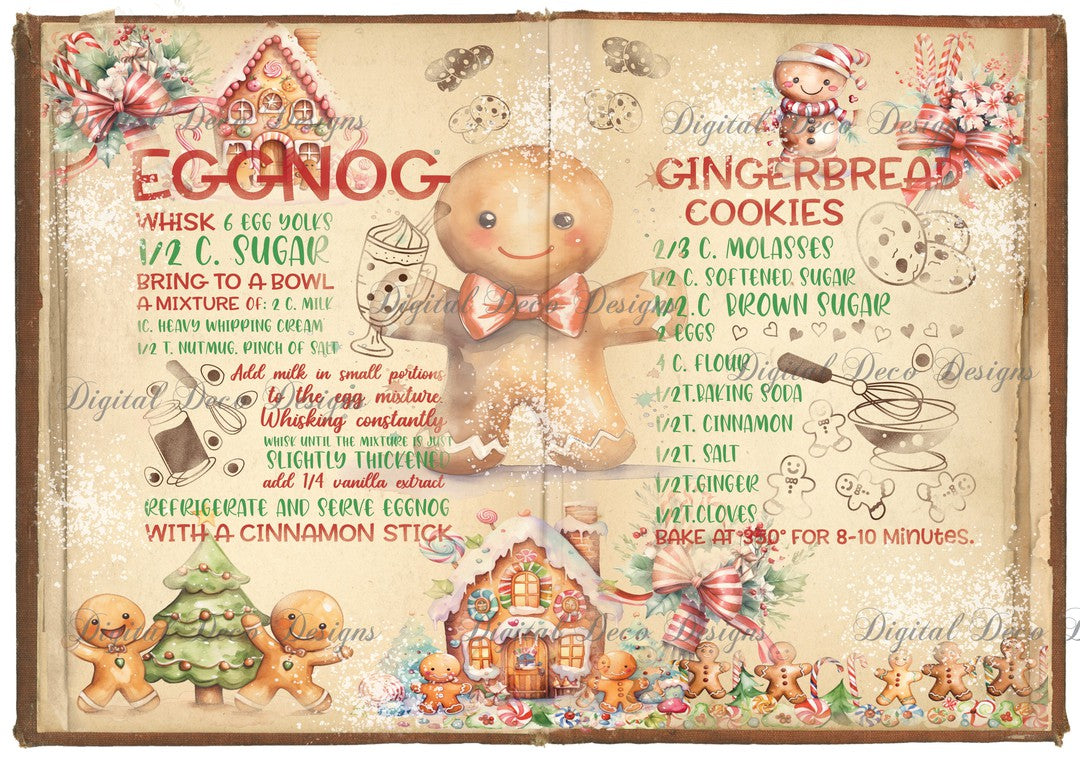 Holiday Recipes: Gingerbread and Eggnog (#B100)-Digital Deco Designs