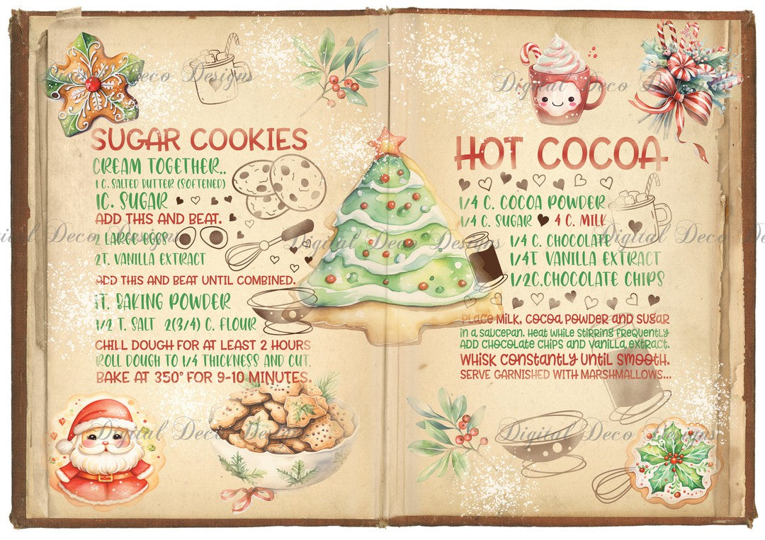 Holiday Recipes: Sugar Cookies and Cocoa (#C001)-Digital Deco Designs
