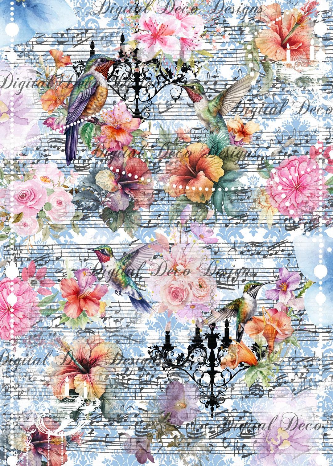 Hummingbirds Blue (#C015)-Digital Deco Designs