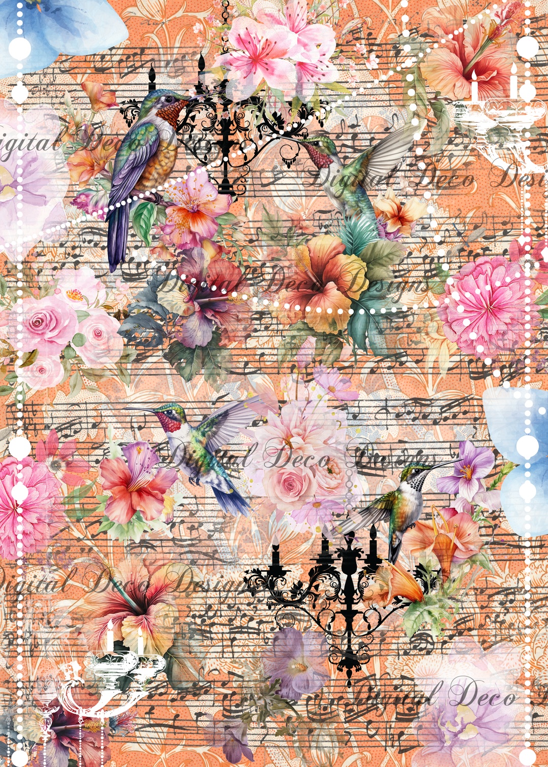 Hummingbirds Orange (#C016)-Digital Deco Designs