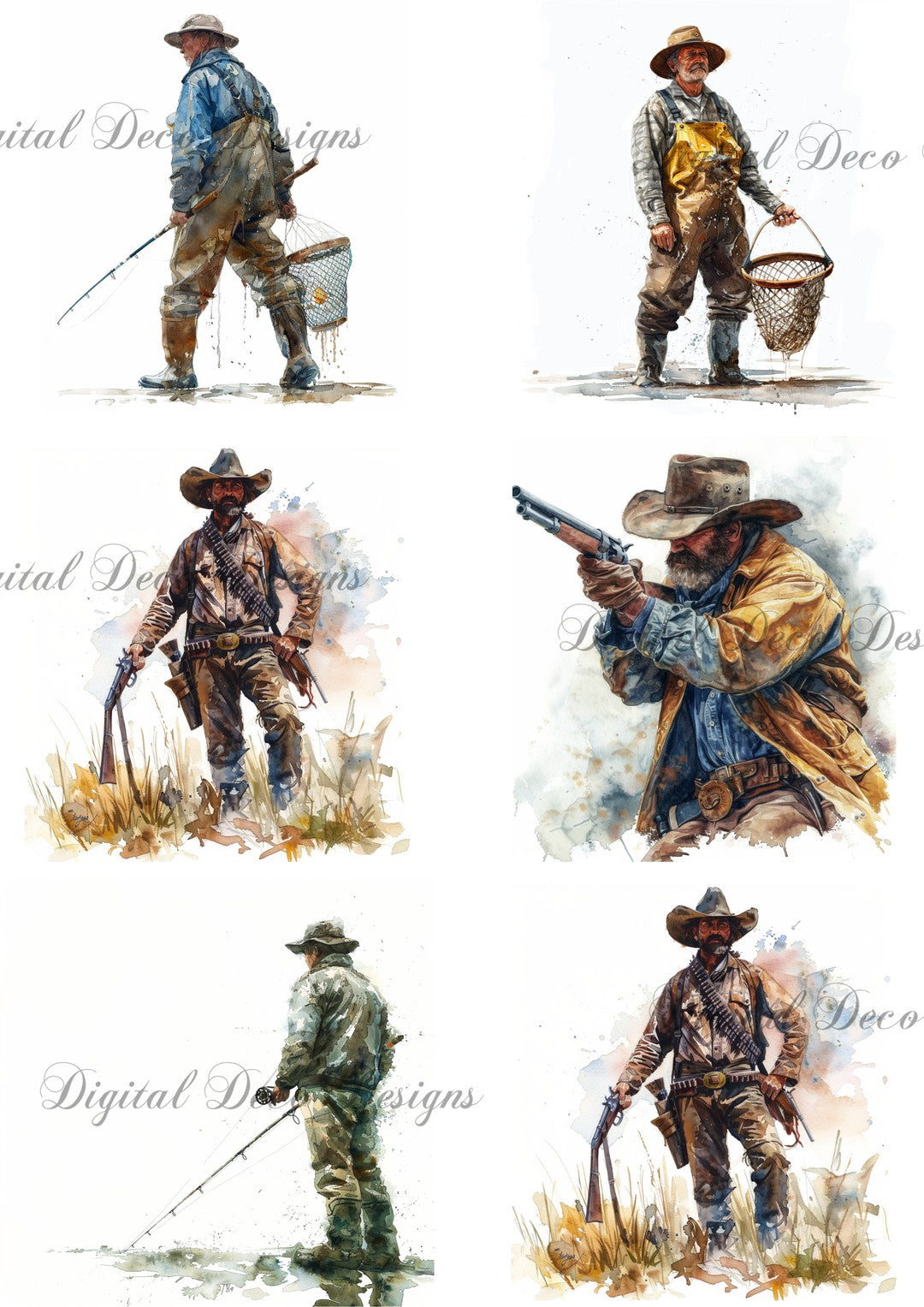 Hunting and Fishing Collage (#F080)-Digital Deco Designs