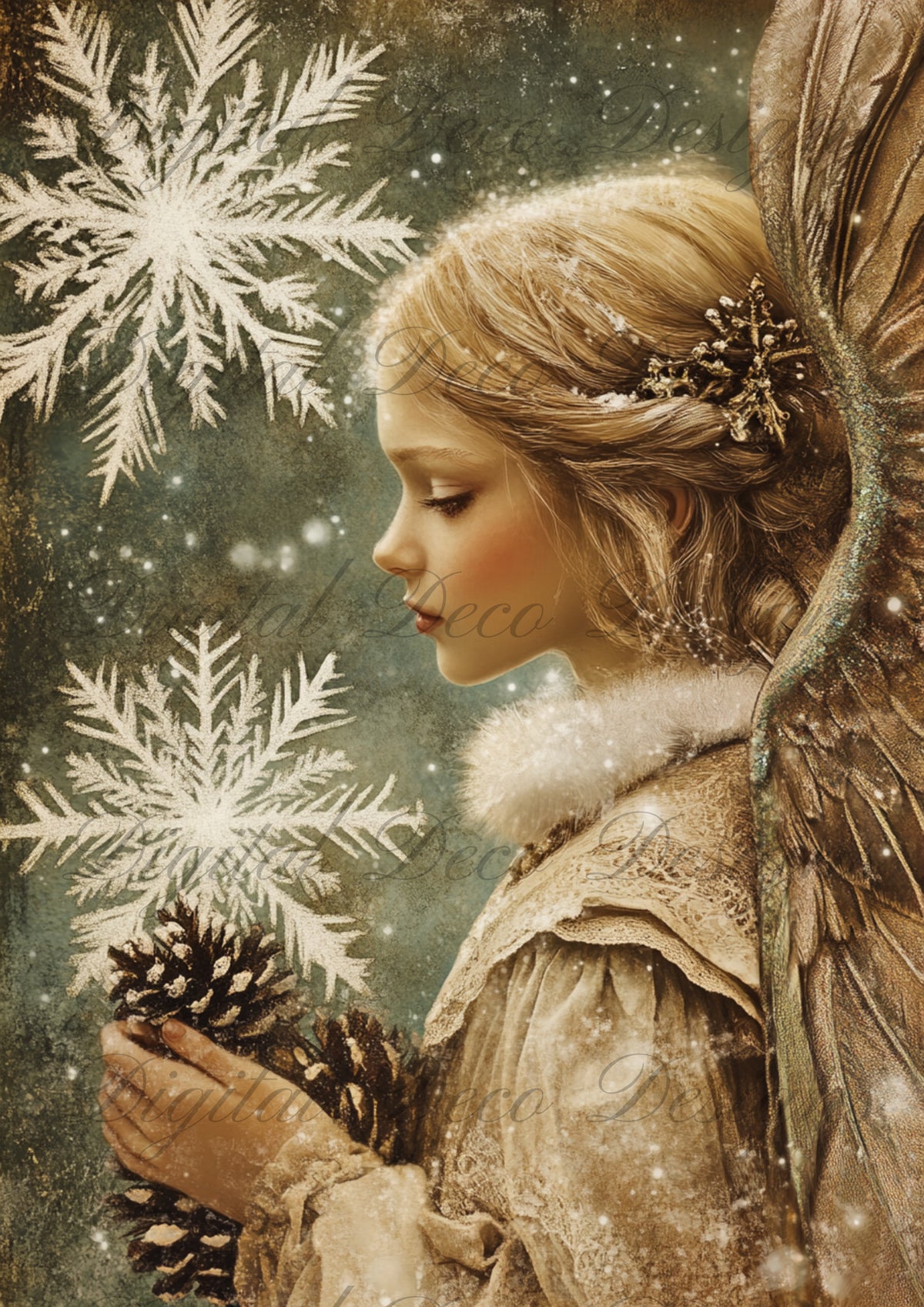 Golden Snow Angel (#K045)-Digital Deco Designs