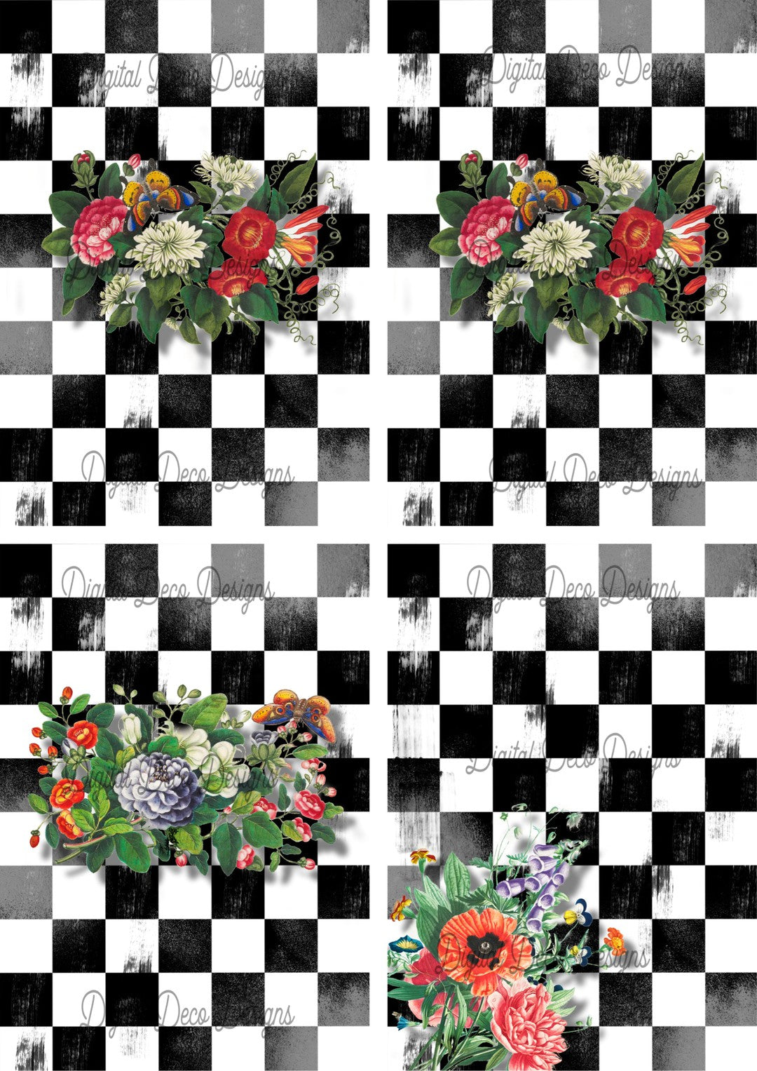 Botanicals 4 Collage Sheet Combo (#A052) (Exclusive Members Design)-Digital Deco Designs