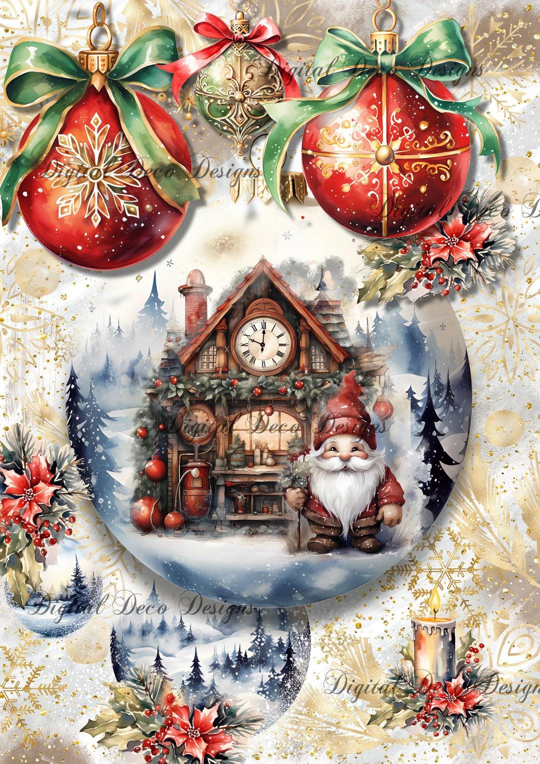 Mister Holly Gnome (#C073) (Exclusive Members Design)-Digital Deco Designs