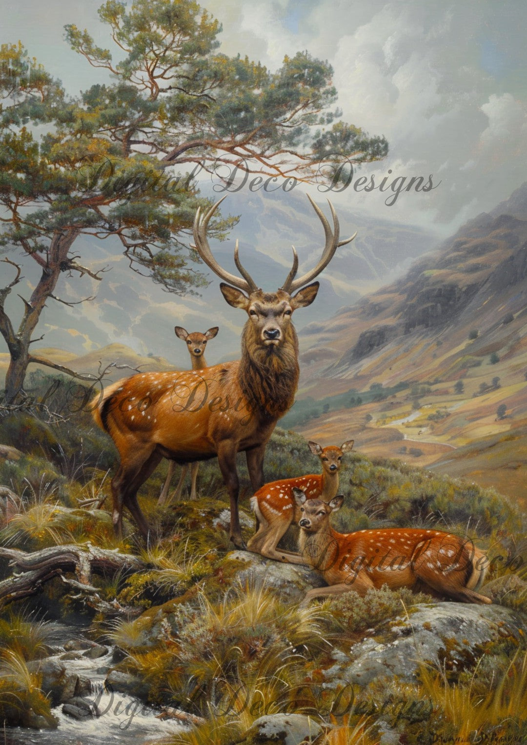 Mountain Weekend Deer (#F081)-Digital Deco Designs