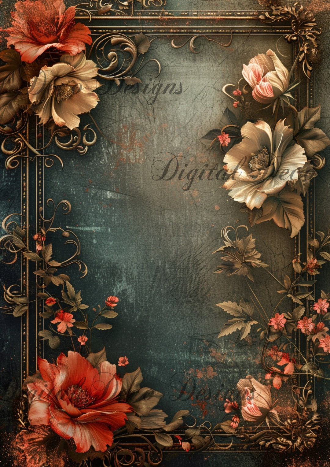 Ornate Floral Frame 1 (#G006)-Digital Deco Designs