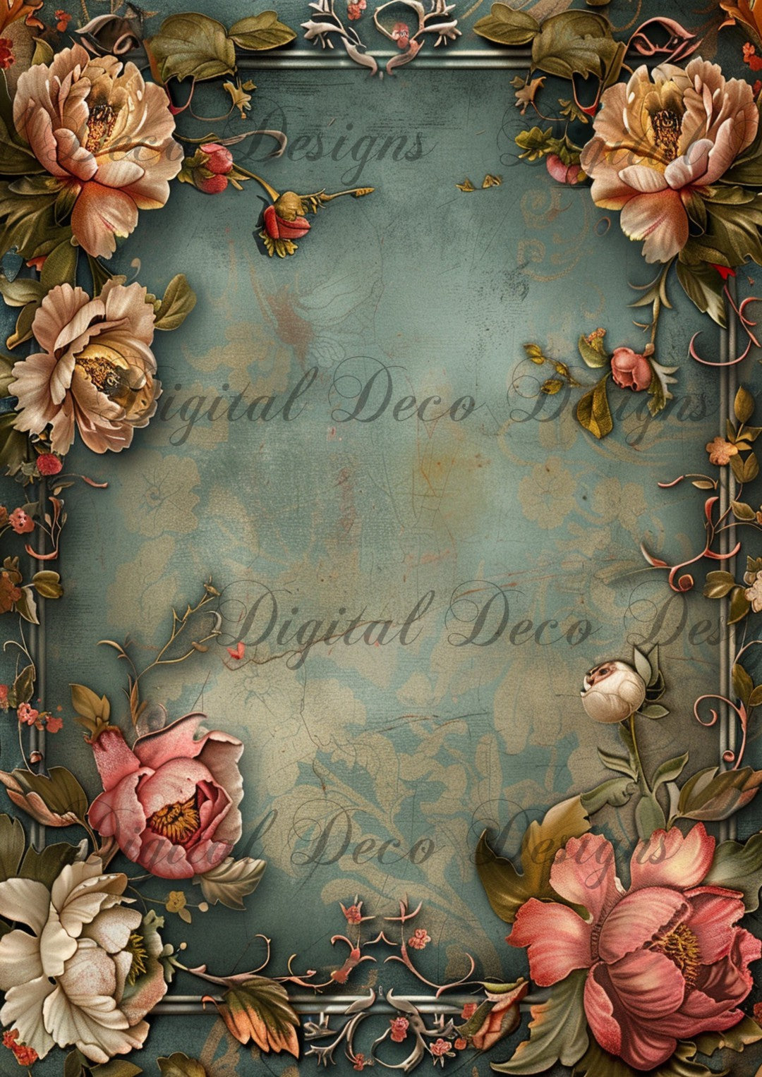 Ornate Floral Frame 2 (#G007)-Digital Deco Designs