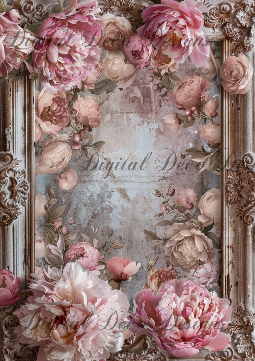 Ornate Floral Frame 3 (#G008)-Decoupage Paper