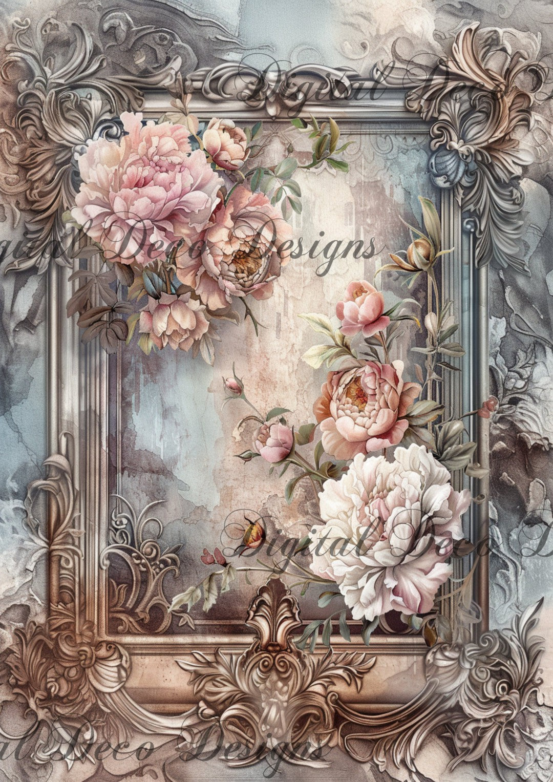 Ornate Floral Frame 5 (#G010)-Digital Deco Designs
