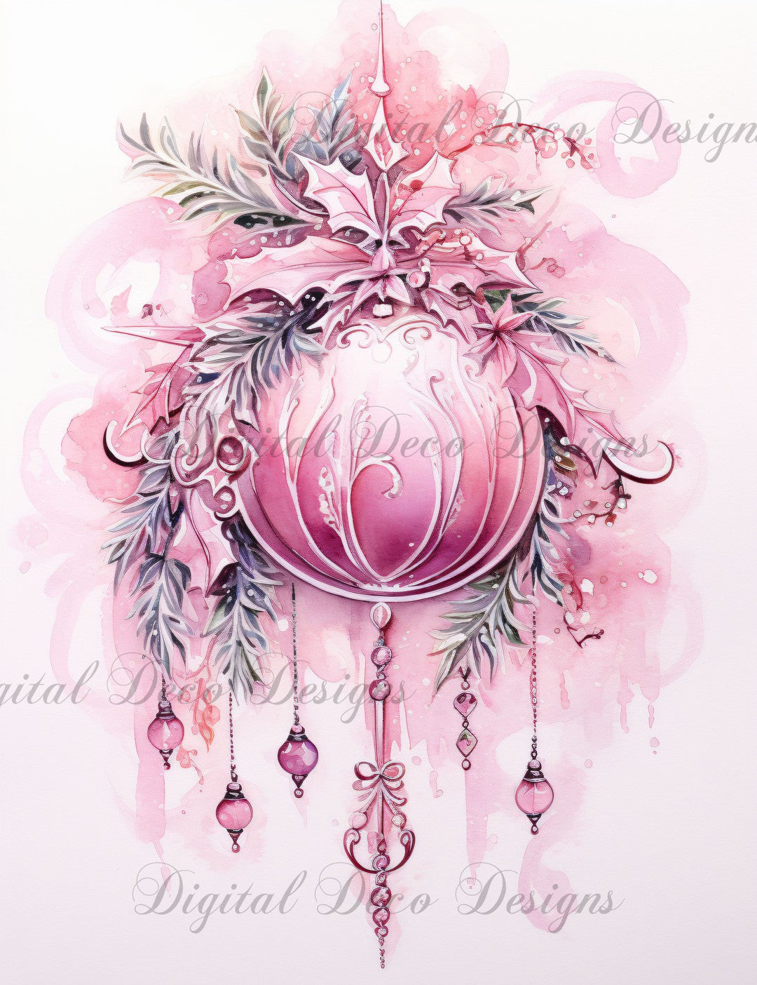 Pink Christmas Wonderland 3 (#H035)-Digital Deco Designs