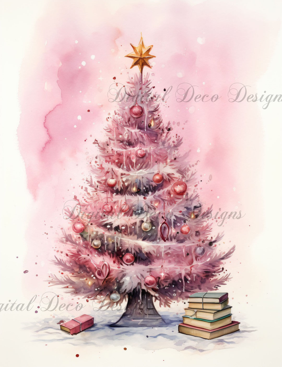 Pink Christmas Wonderland 5 (#H037)-Decoupage Paper