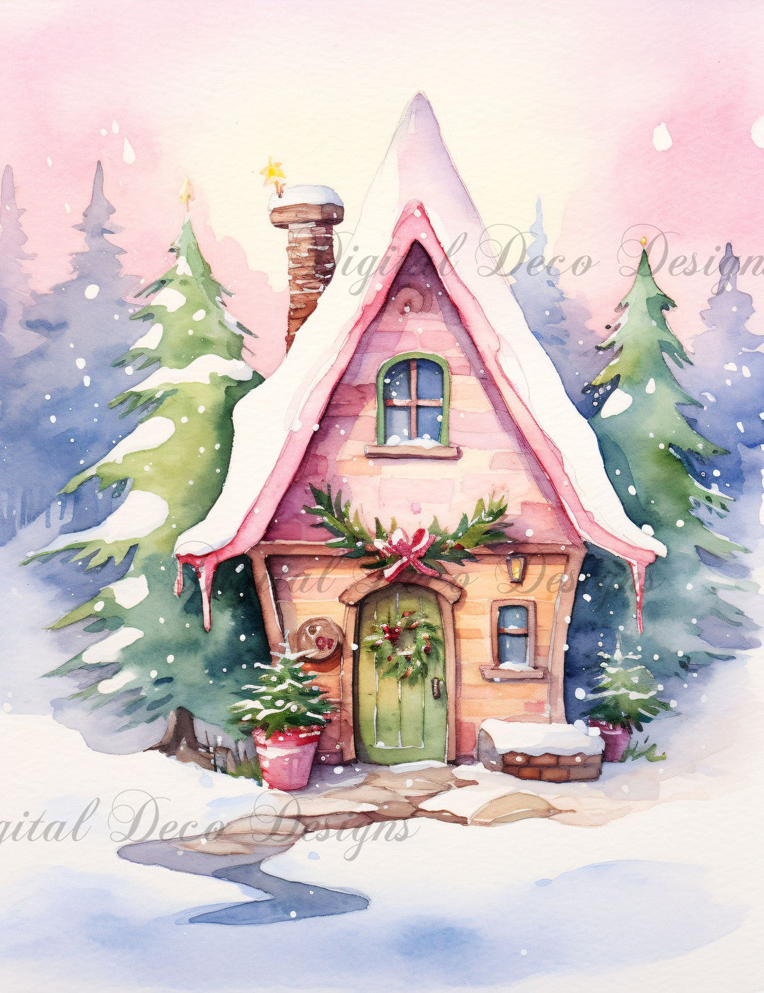 Pink Christmas Wonderland 6 (#H038) (Exclusive Members Design)-Digital Deco Designs