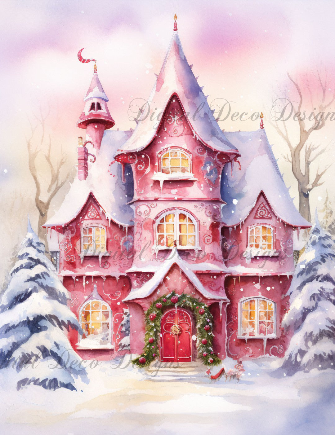 Pink Christmas Wonderland 7 (#H039)-Decoupage Paper