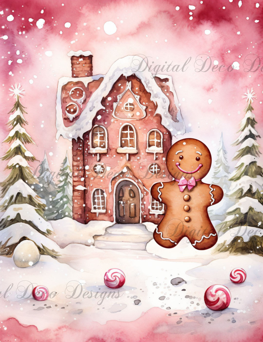 Pink Christmas Wonderland Gingerbread 10 (#H050) (Exclusive Members Design)-Digital Deco Designs