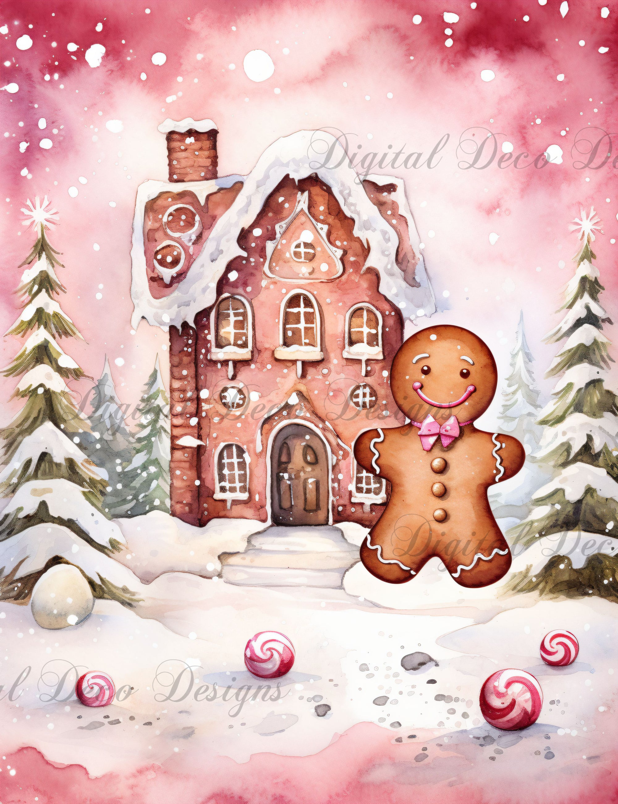 Pink Christmas Wonderland Gingerbread 10 (#H050)