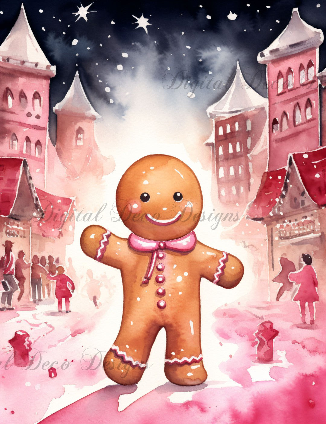 Pink Christmas Wonderland Gingerbread 12 (#H052)-Digital Deco Designs
