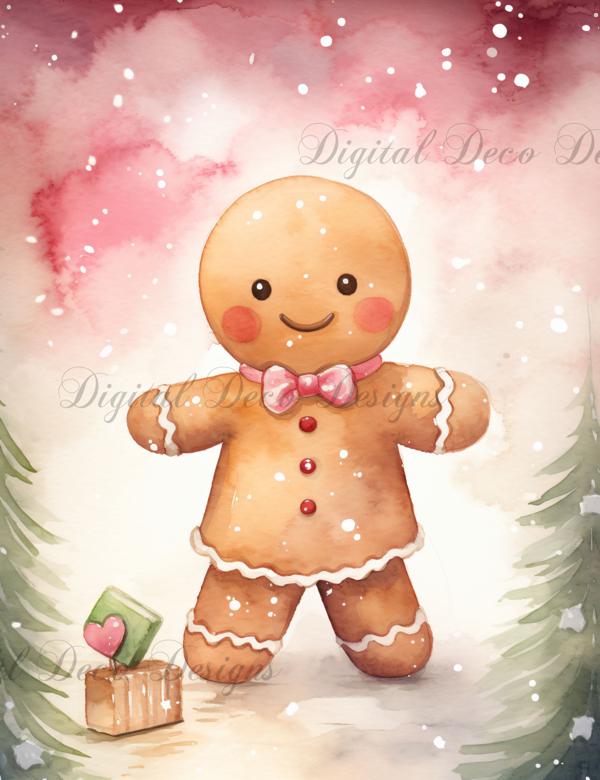 Pink Christmas Wonderland Gingerbread 1 (#H041)