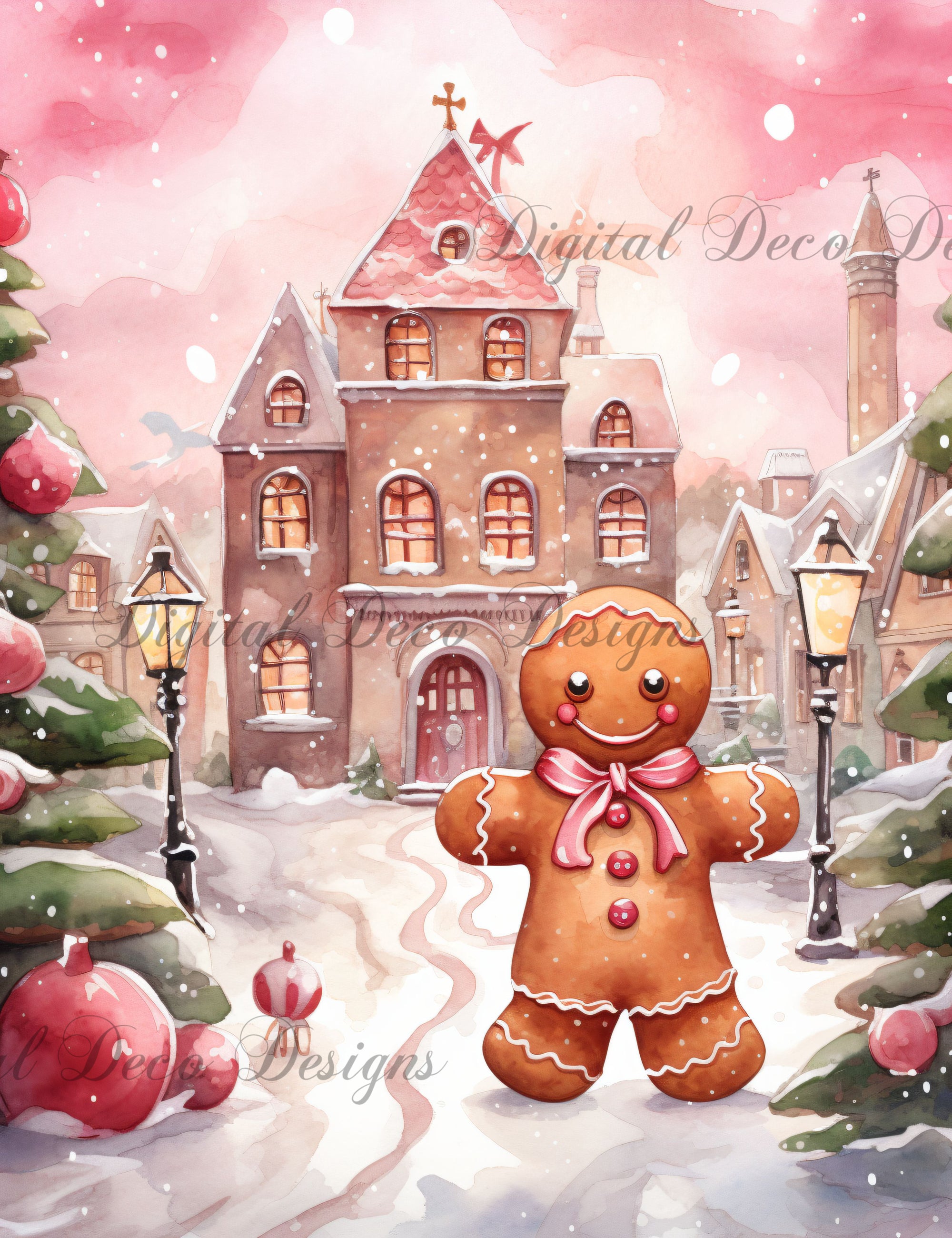 Pink Christmas Wonderland Gingerbread 2 (#H042)