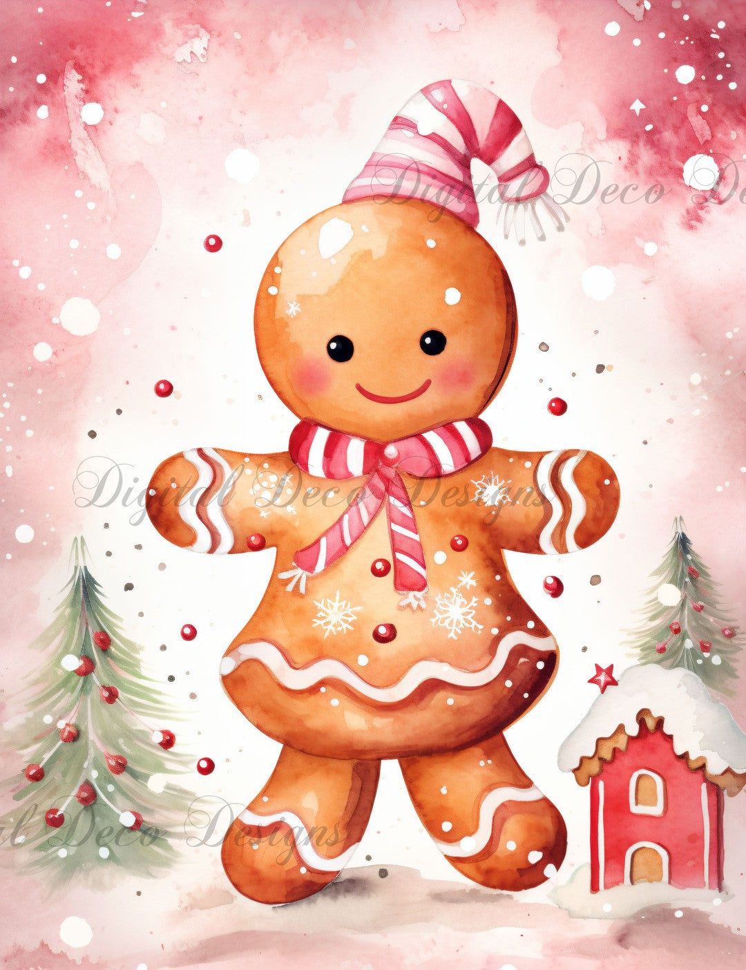Pink Christmas Wonderland Gingerbread 4 (#H044) (Exclusive Members Design)-Digital Deco Designs