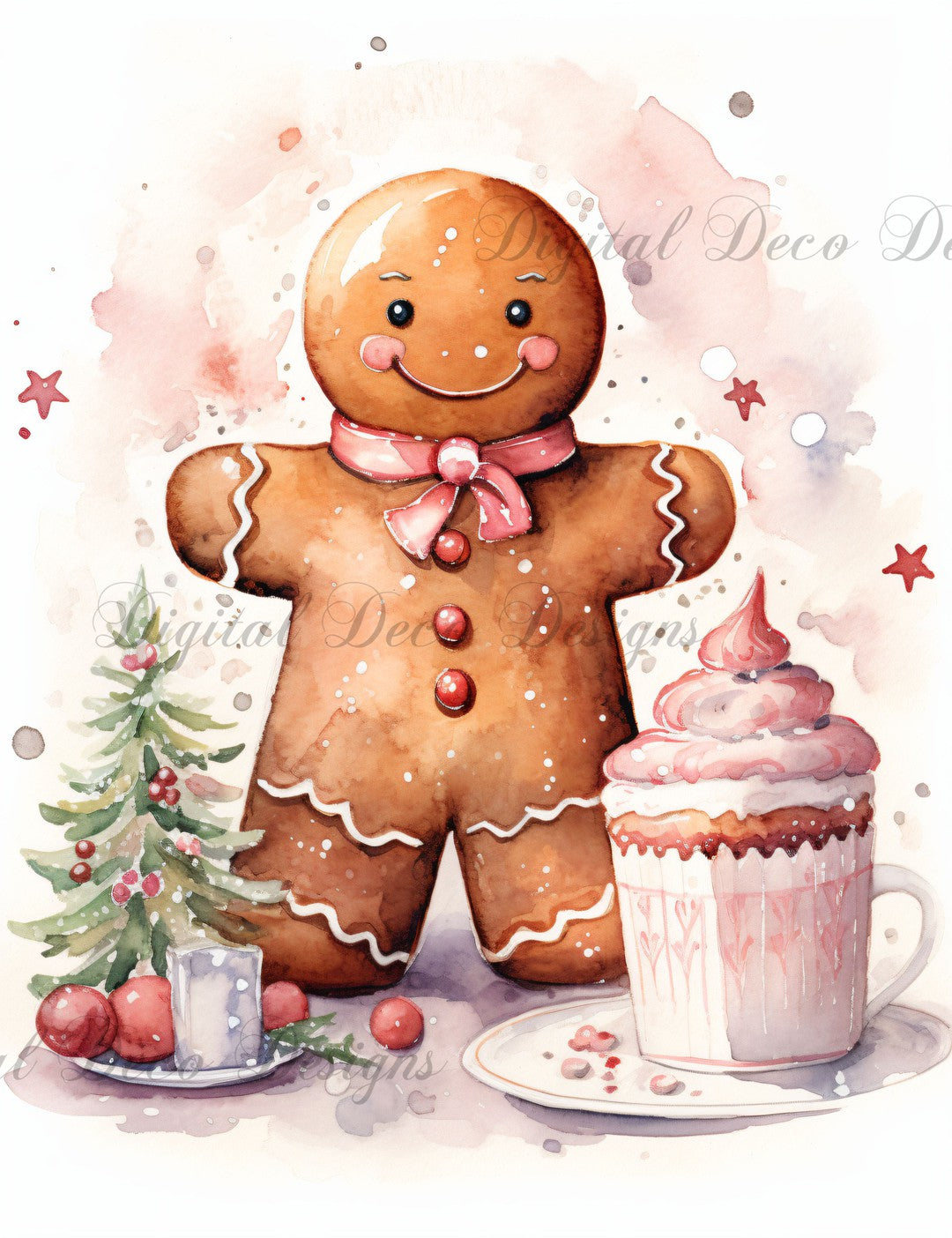 Pink Christmas Wonderland Gingerbread 7 (#H047) (Exclusive Members Design)-Digital Deco Designs