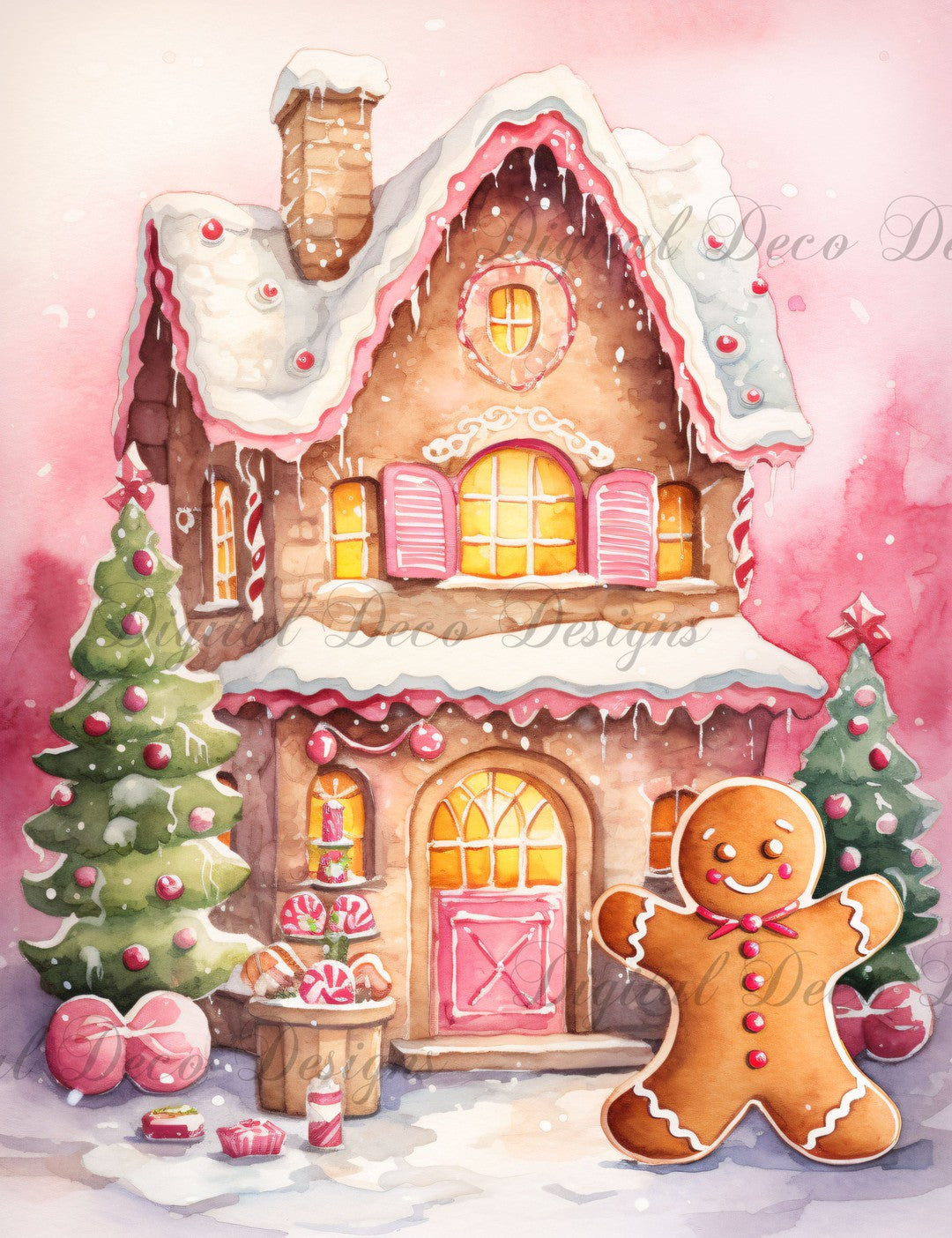Pink Christmas Wonderland Gingerbread 9 (#H049) (Exclusive Members Design)-Digital Deco Designs