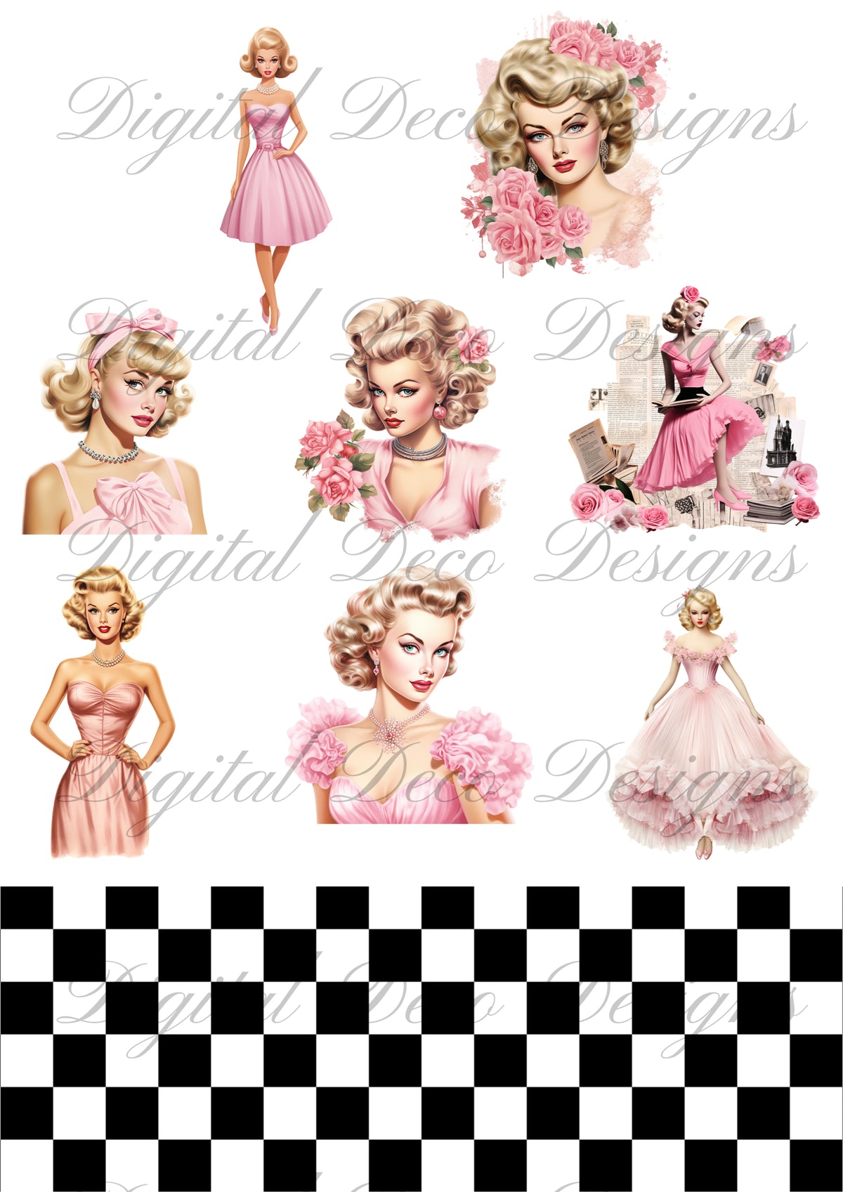 Pink Dolls L064-Digital Deco Designs