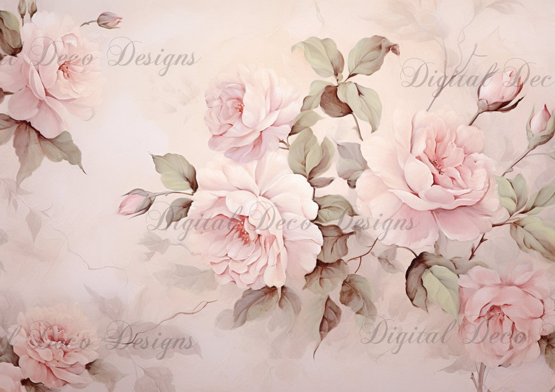Pink Roses Painting 13 Background (#D043)-Digital Deco Designs