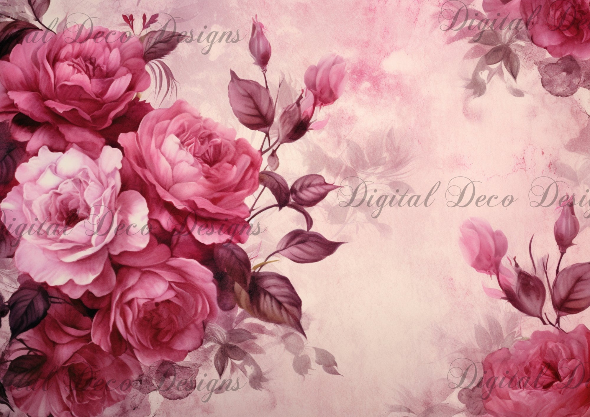Pink Roses Painting 3 Background (#D033)