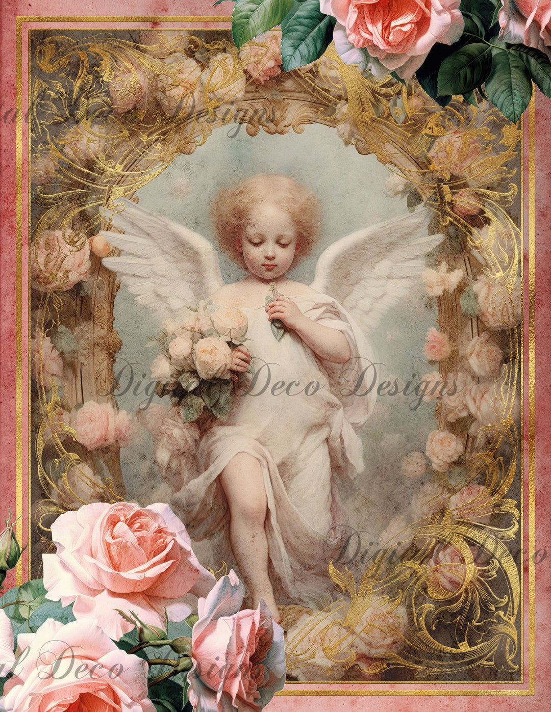 Pink and Gold Cheribum 3 (Print Only) (#D014)-Digital Deco Designs