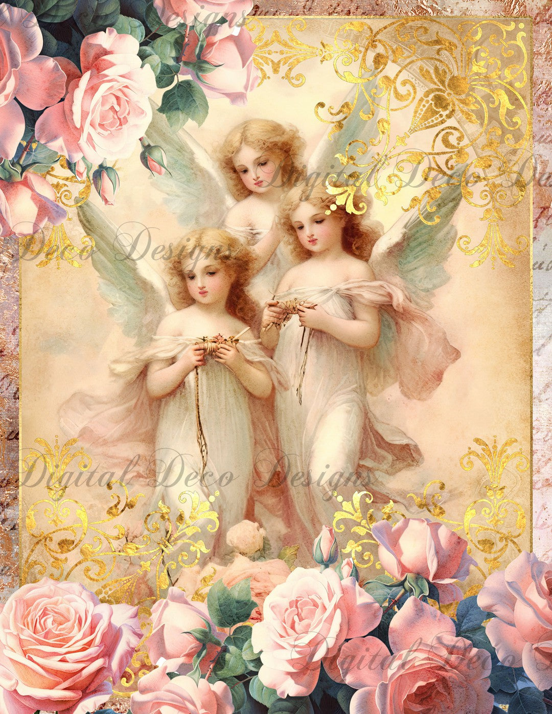 Pink and Gold Cheribum 5 (Print Only) (#D016)-Digital Deco Designs