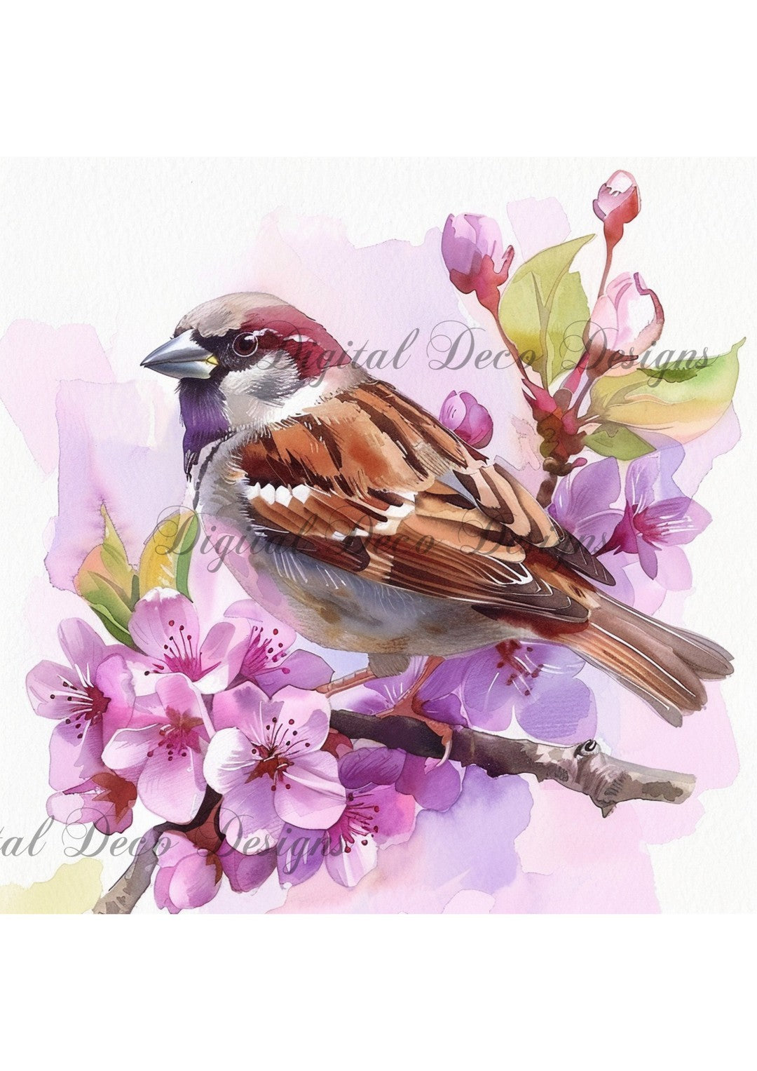 Purple Sparrows 1 (Exclusive Members Design) (#G046)-Decoupage Paper