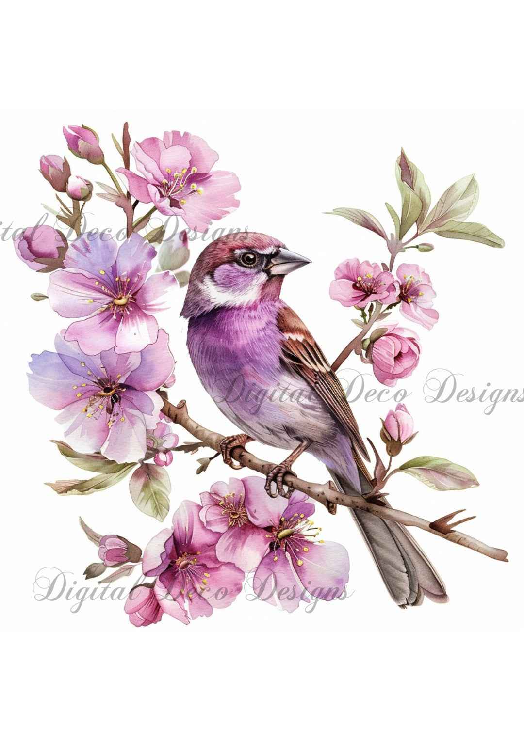 Purple Sparrows 2 (Exclusive Members Design) (#G047)-Decoupage Paper