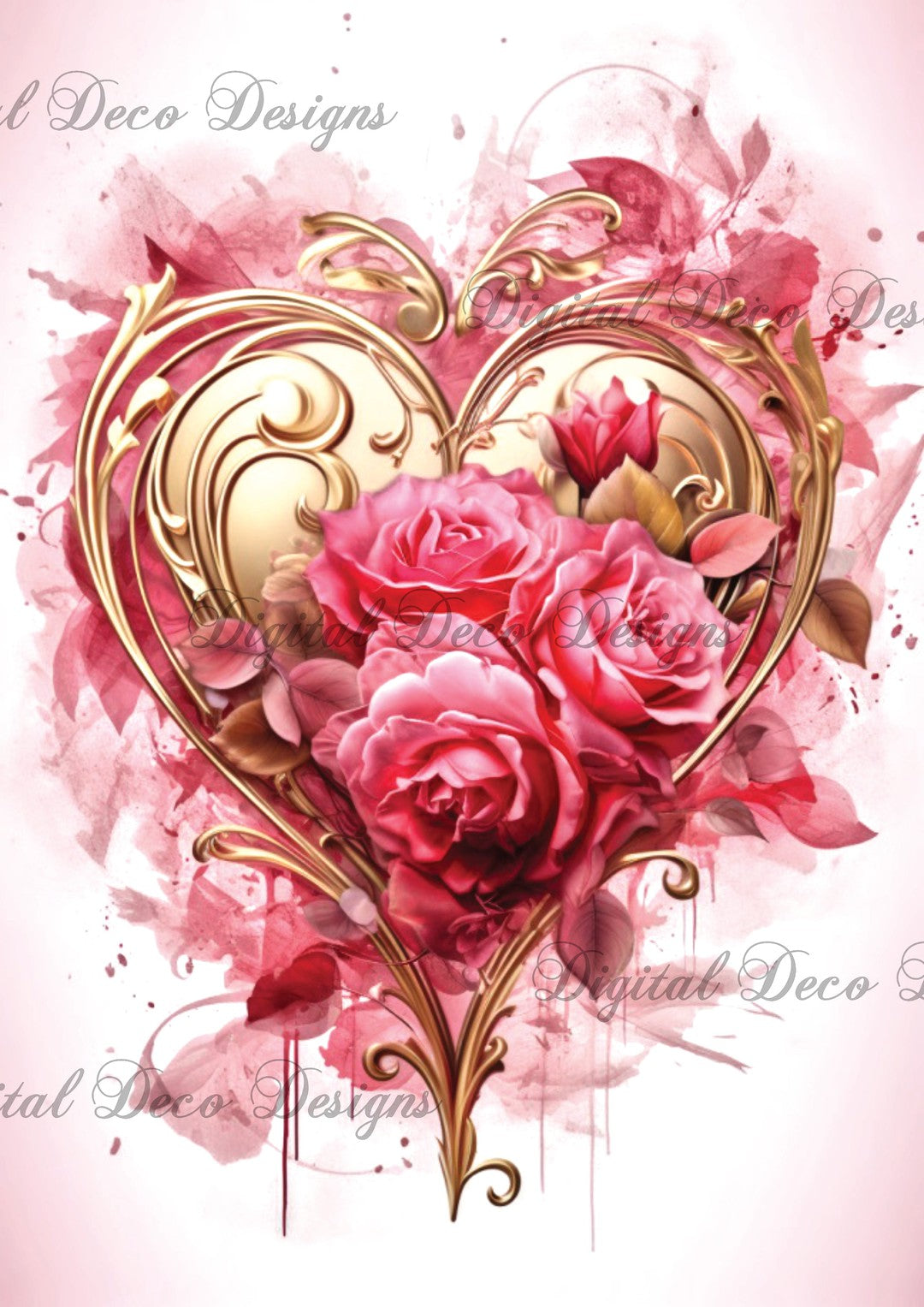 Regal Heart 1 (#D074)-Decoupage Paper