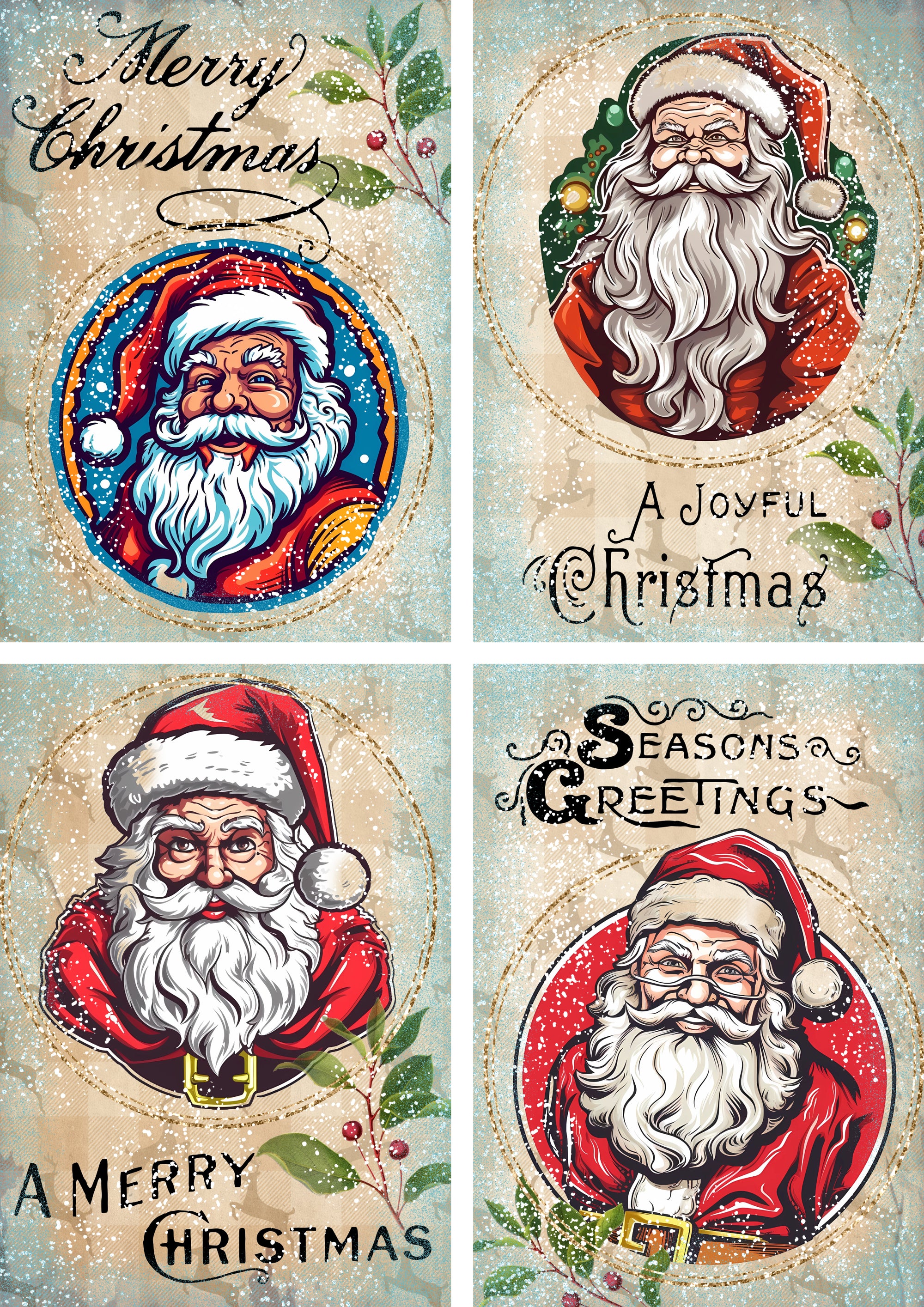 Retro Vibe Santas Collage Sheet (Membership Digital Download) (#D082)