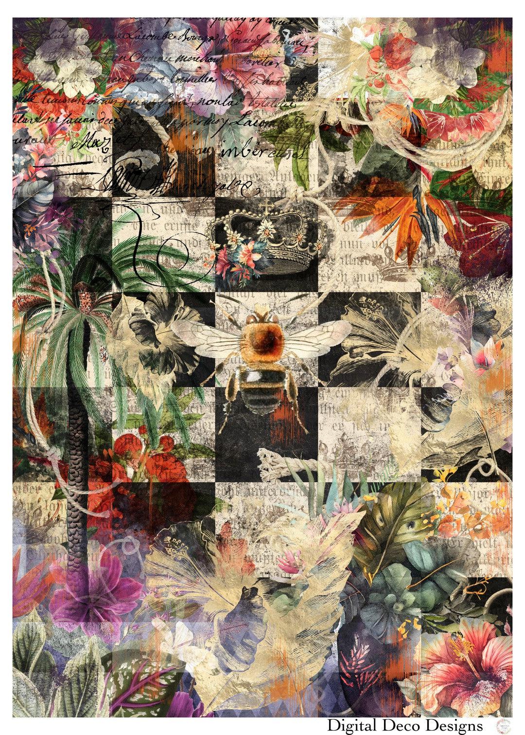 Royal Tropical Queen Bee (#D097)-Digital Deco Designs