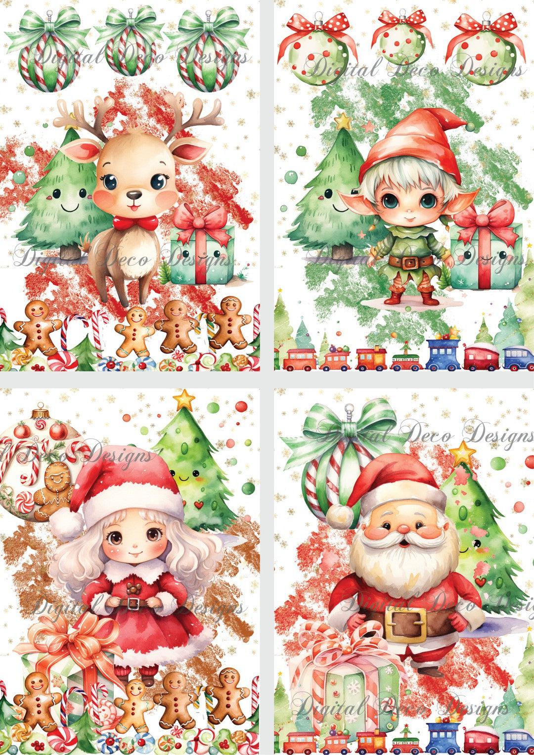 Santa and His Peeps Collage Sheet Minis (#D099)-Digital Deco Designs