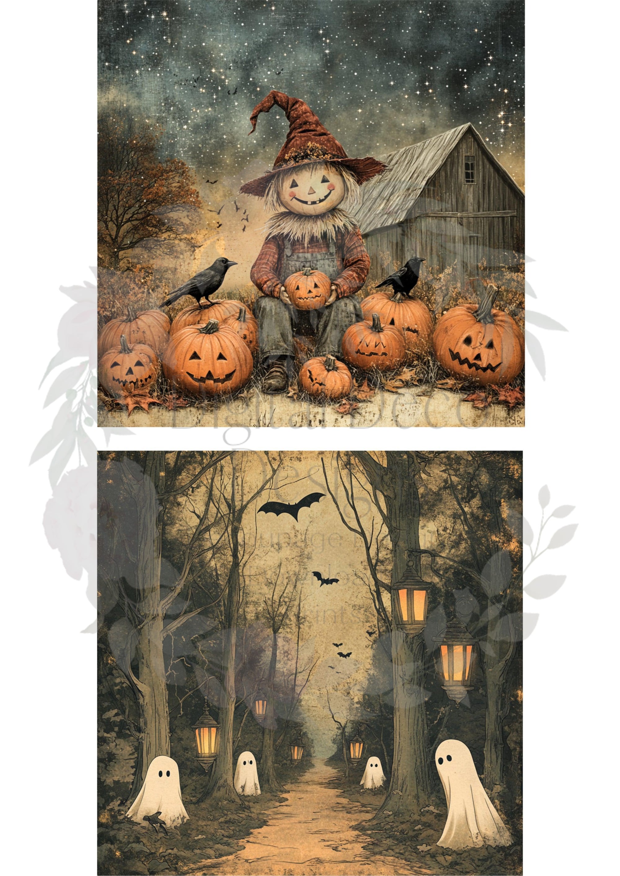 Scarecrow and Ghost Combo (#I067)-Decoupage Paper