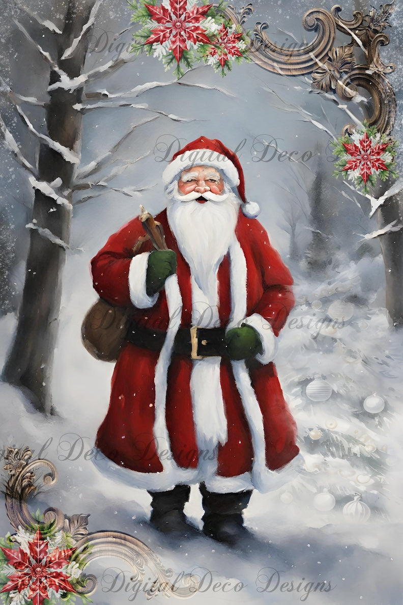 Snowy Santa 2 (#H027)-Decoupage Paper